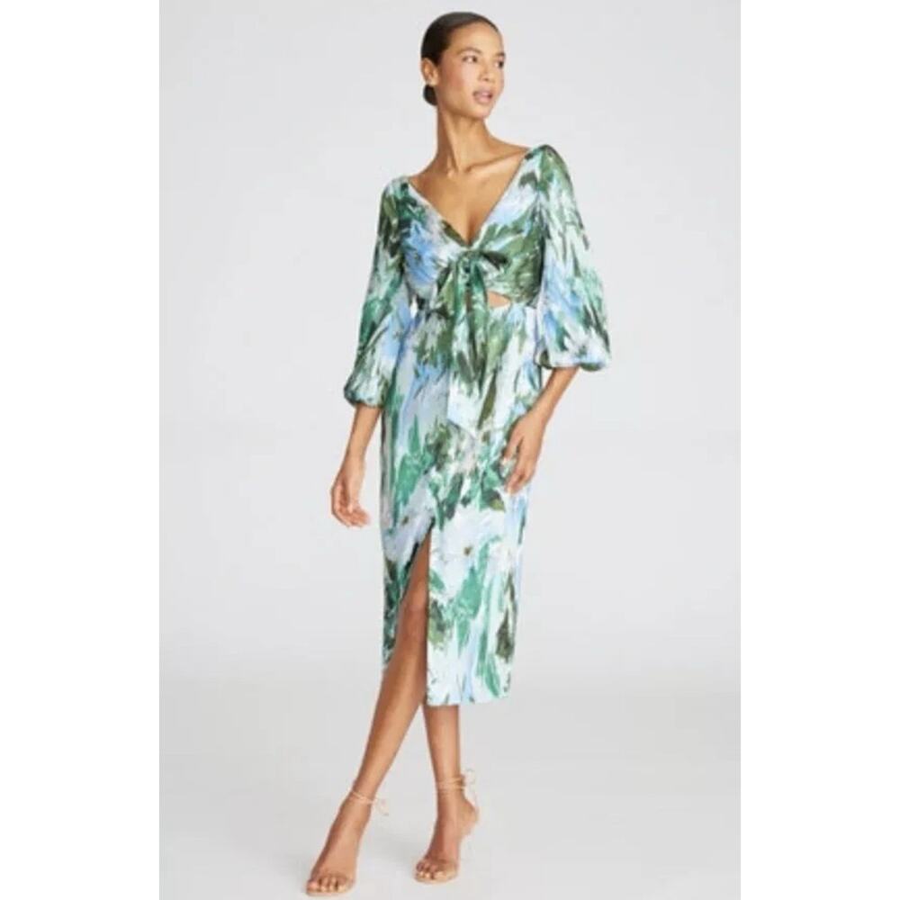 Sample Dress ML Monique Lhuillier Satin Midi Dress Women's Size 4 Retail $500+